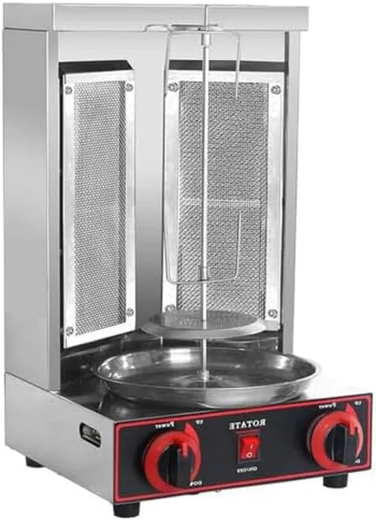 Edelstahl Shawarma Grillmaschine mit einstellbarem Thermostat 50-300°C für rauchfreies Grillen, leicht zu reinigen, ideal für die heimische Küche
