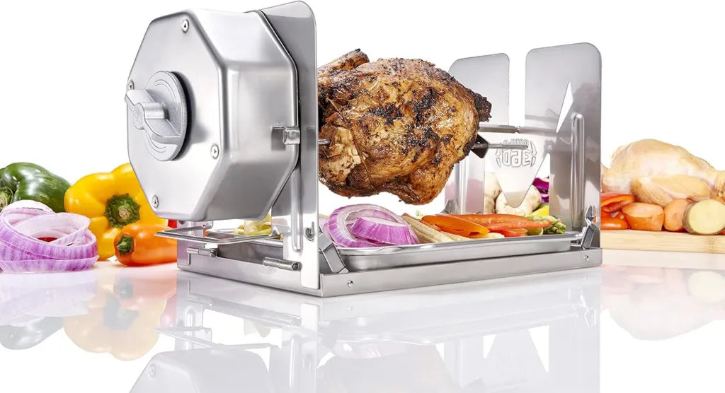 Kabelloses ROTO-Q 360 Drehspieß-Set aus Edelstahl für Grill, Ofen und Smoker