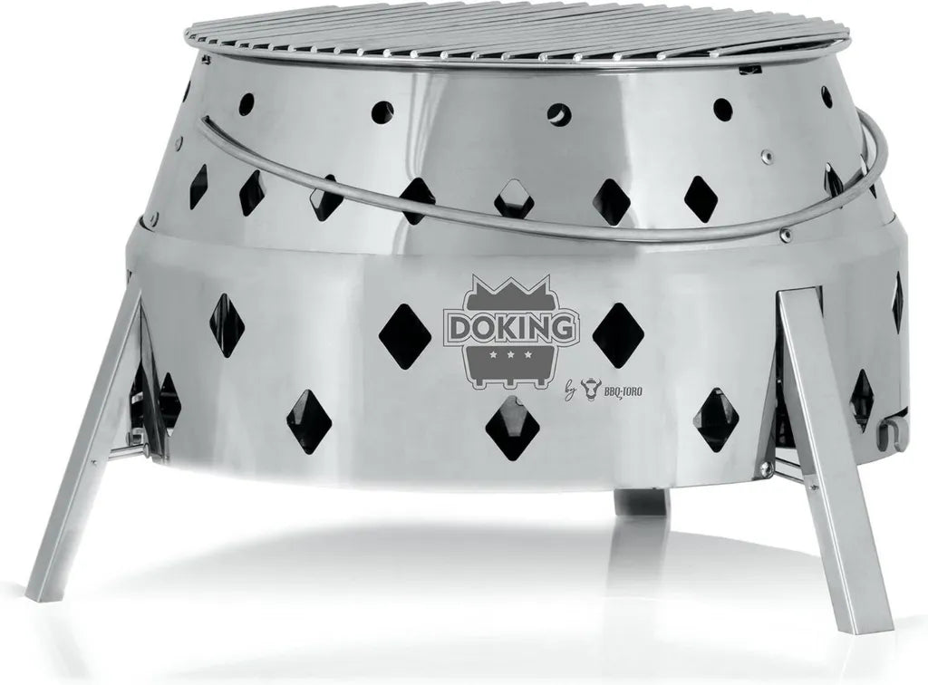 BBQ-Toro Edelstahl Grill 'DOKING' | Tragbarer 3-in-1 Faltgrill 34 cm | Perfekt als Dutch Oven Station und Feuerstelle