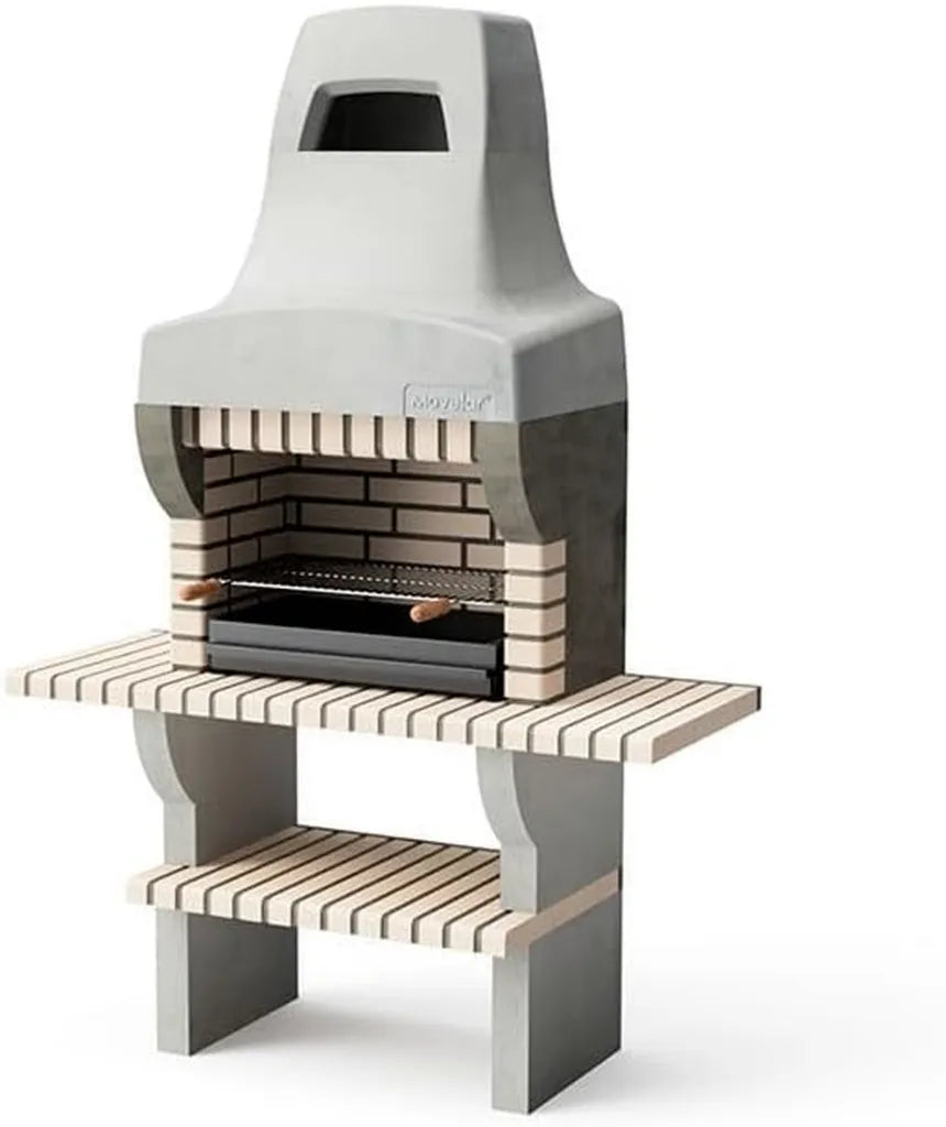 Movelar - Grillständer Mini Bailen Plus 2 für Outdoor-Grill, Weiß/Grau, 145x58x58 cm