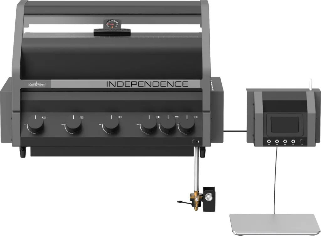 Grillfürst P590E Einbau-Gasgrill 5 Brenner, WLAN-Steuerung, Edelstahl, Mattschwarz