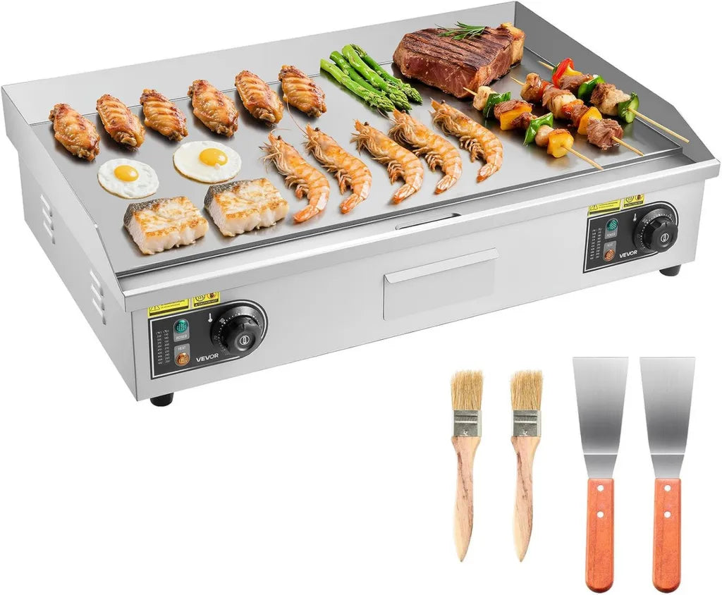 Elektrische VEVOR Grillplatte mit Zubehör, 50-300°C, ideal für Steaks und Pfannkuchen