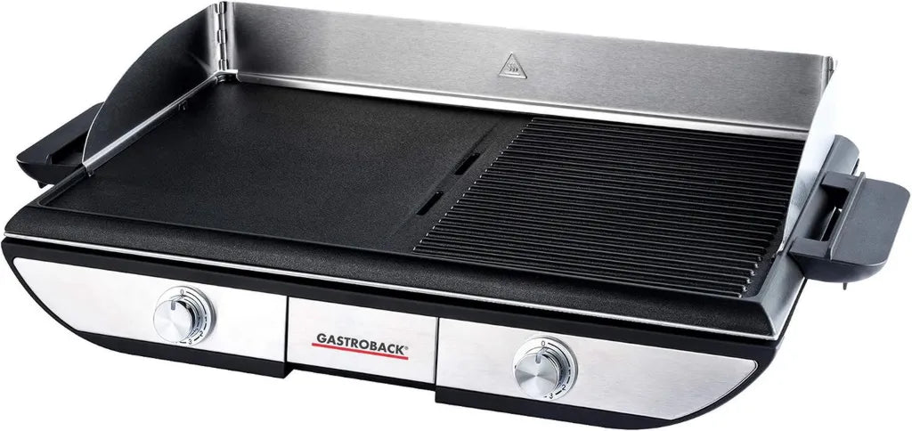 GASTROBACK Design Elektro-Tischgrill Pro BBQ 2300W - Große Grillfläche 1500 cm² - Abnehmbare Platten - Leichte Reinigung - Edelstahl Silber