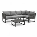 Garten Lounge Set Ecksofa mit Couchtisch Aluminium Polyesterkissen Grau 300 x 200 x 75 cm