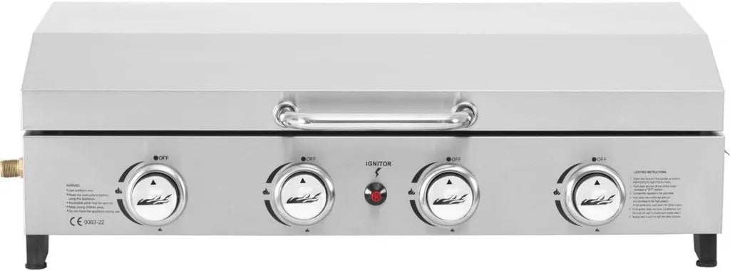 4-flammiger Gasgrill mit Deckel, 10 kW, Grau