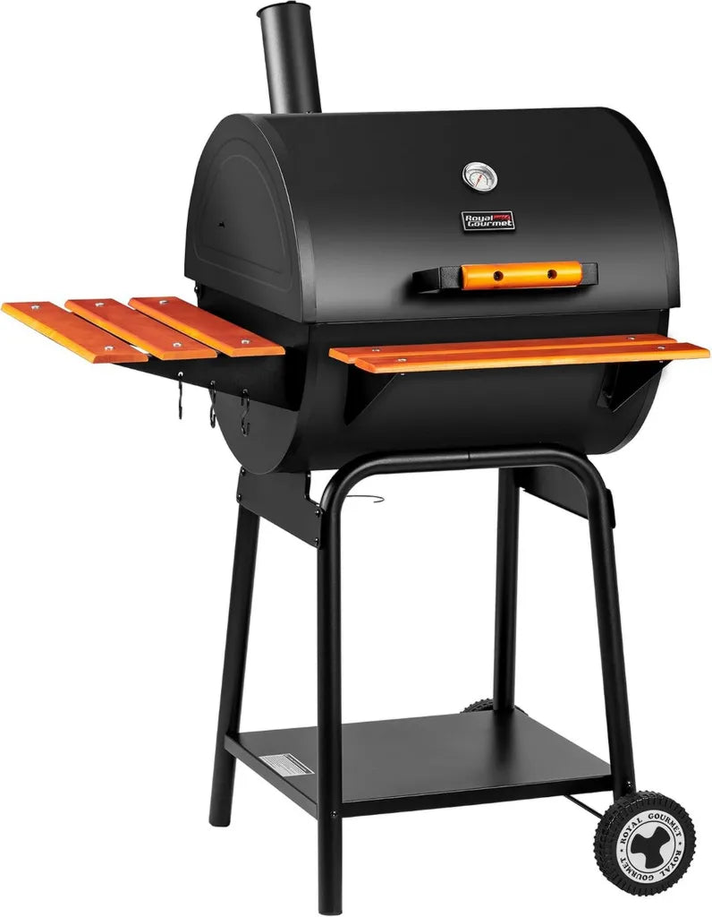 Royal Gourmet 61 cm Holzkohlegrill mit Warmhaltefläche, BBQ Grill für Garten und Terrasse, Schwarz