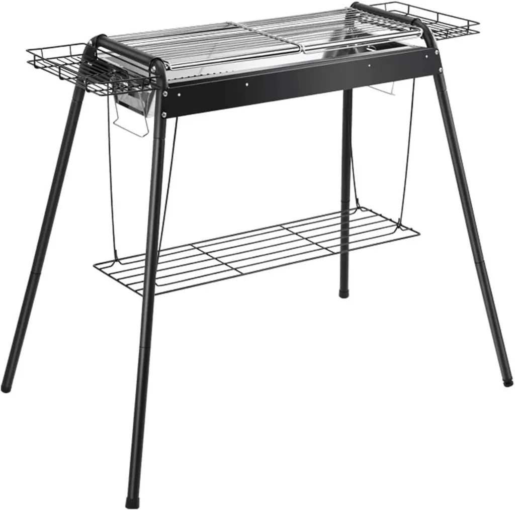 Kompakter Edelstahl-Holzkohlegrill für Camping, Garten und Picknick