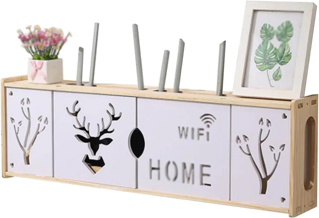 Wandmontierte Router-Box aus Holz für Wohnzimmer, Dekoratives Multimedia-Wandregal