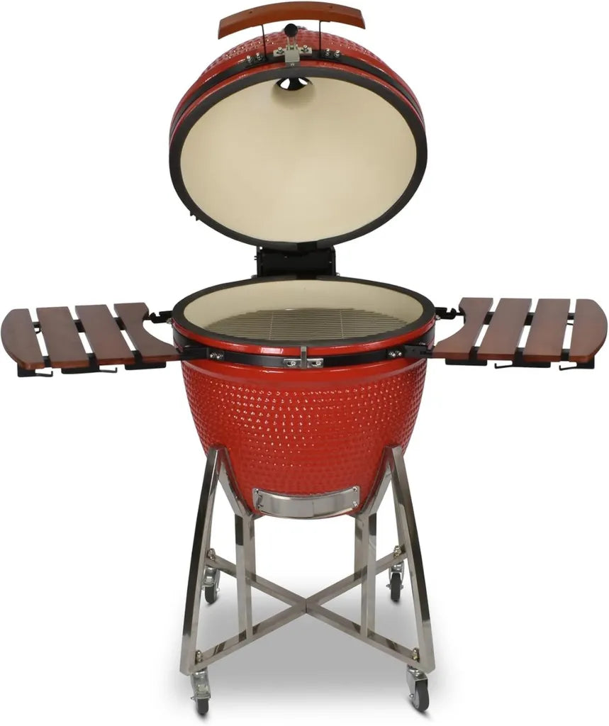 Premium Keramikgrill Kamado 60 cm, Profi Holzkohlegrill in Rot