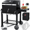 KESSER® XL Holzkohlegrill mit Deckel, Thermometer & Zubehör – Smoker, Standgrill mit Rädern und Warmhalterost