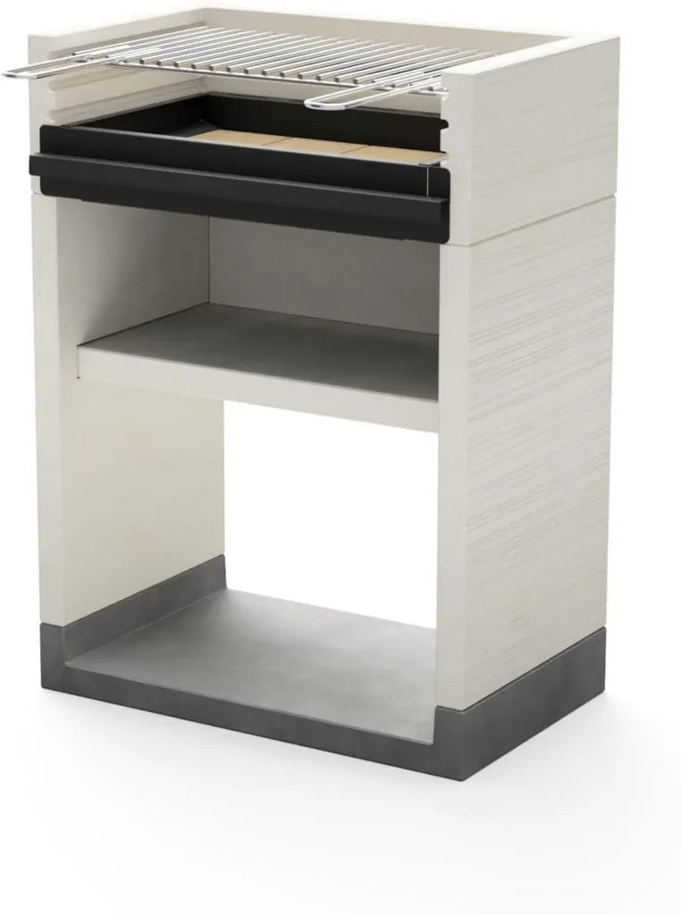 VENIT FLEX Holzkohle-Einbaugrill in Grau/Weiß, 59x47x95 cm für den Außenbereich