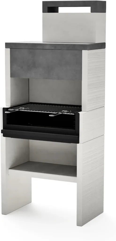 VENIT FLEX PLUS HOTTE Gartengrill für Holz und Holzkohle, Grau/Weiß, 78x47x185 cm