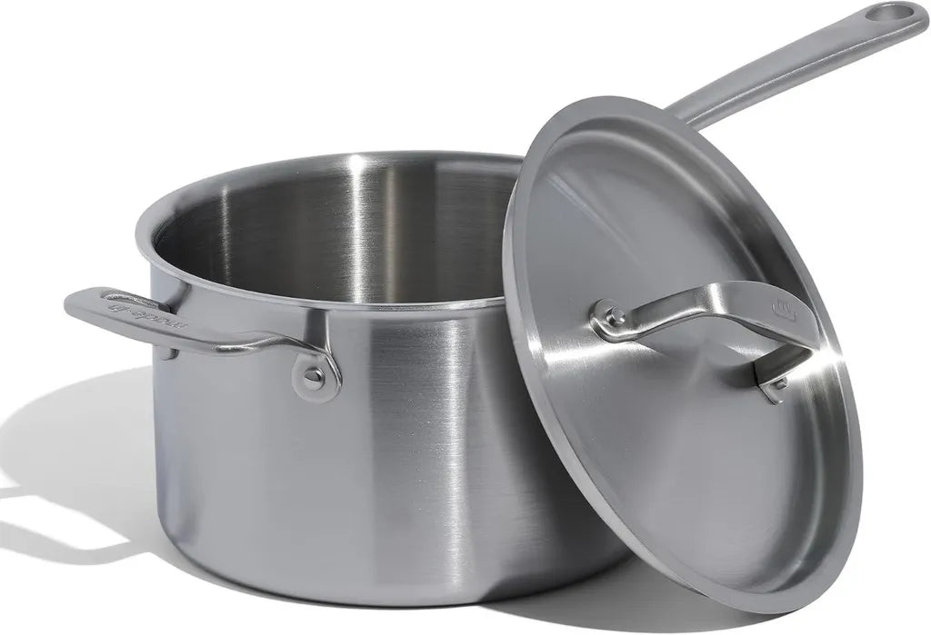 Premium Edelstahl Kochtopf 3,79 l mit Deckel - 5-lagig, Induktionsgeeignet, Hergestellt in Italien