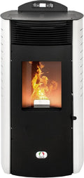 Pelletkaminofen Siberia Aria 15 kW mit WLAN, Heizleistung für 140 m², 92% Effizienz, 30 Stunden Autonomie, programmierbar mit 5 Stufen, 24 Monate Garantie, Weiß