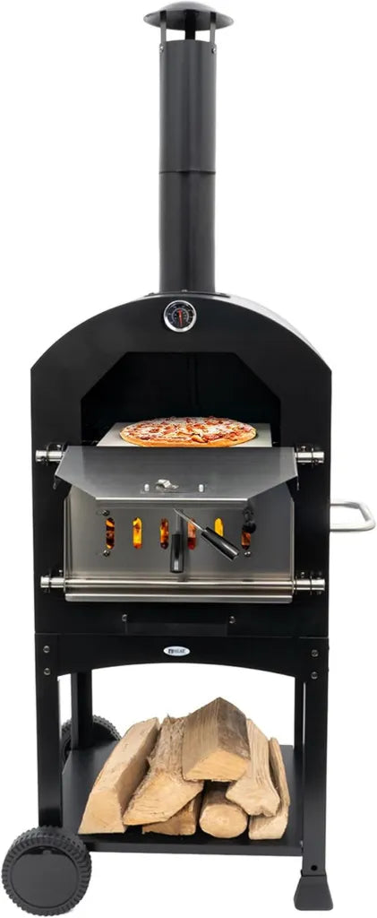 Ovnhus Profi Pizzaofen für den Garten – Vielseitiger Außenofen für Holz, Holzkohle und Briketts – 50x36x161 cm – Perfekt für Terrasse und Garten