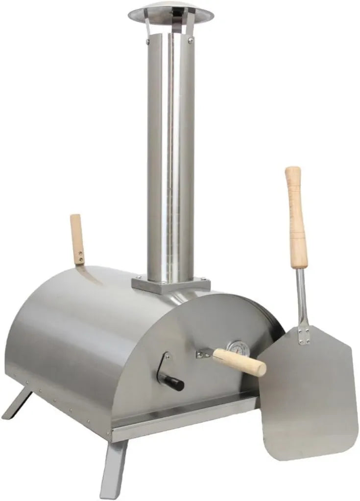 Multifunktionaler Outdoor-Pizzaofen mit Grill und Smoker, tragbar, aus Edelstahl, inkl. Pizzaschieber und gratis Regenschutz
