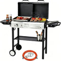 Kombigrill für Gas und Holzkohle, 4.5 kW, mit 50 Mbar Druckminderer - Ideal für Outdoor-Events