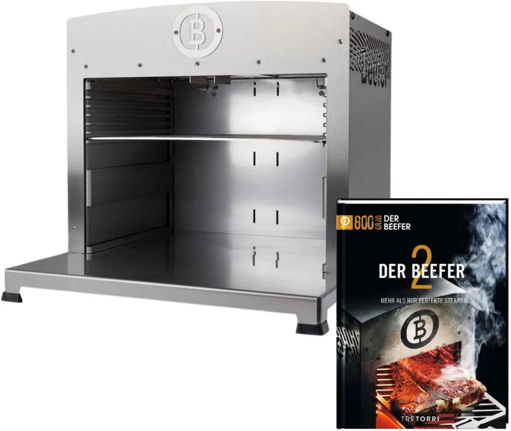 Beefer Twin Pro 800°C Oberhitze-Gasgrill aus Edelstahl mit Rezeptbuch
