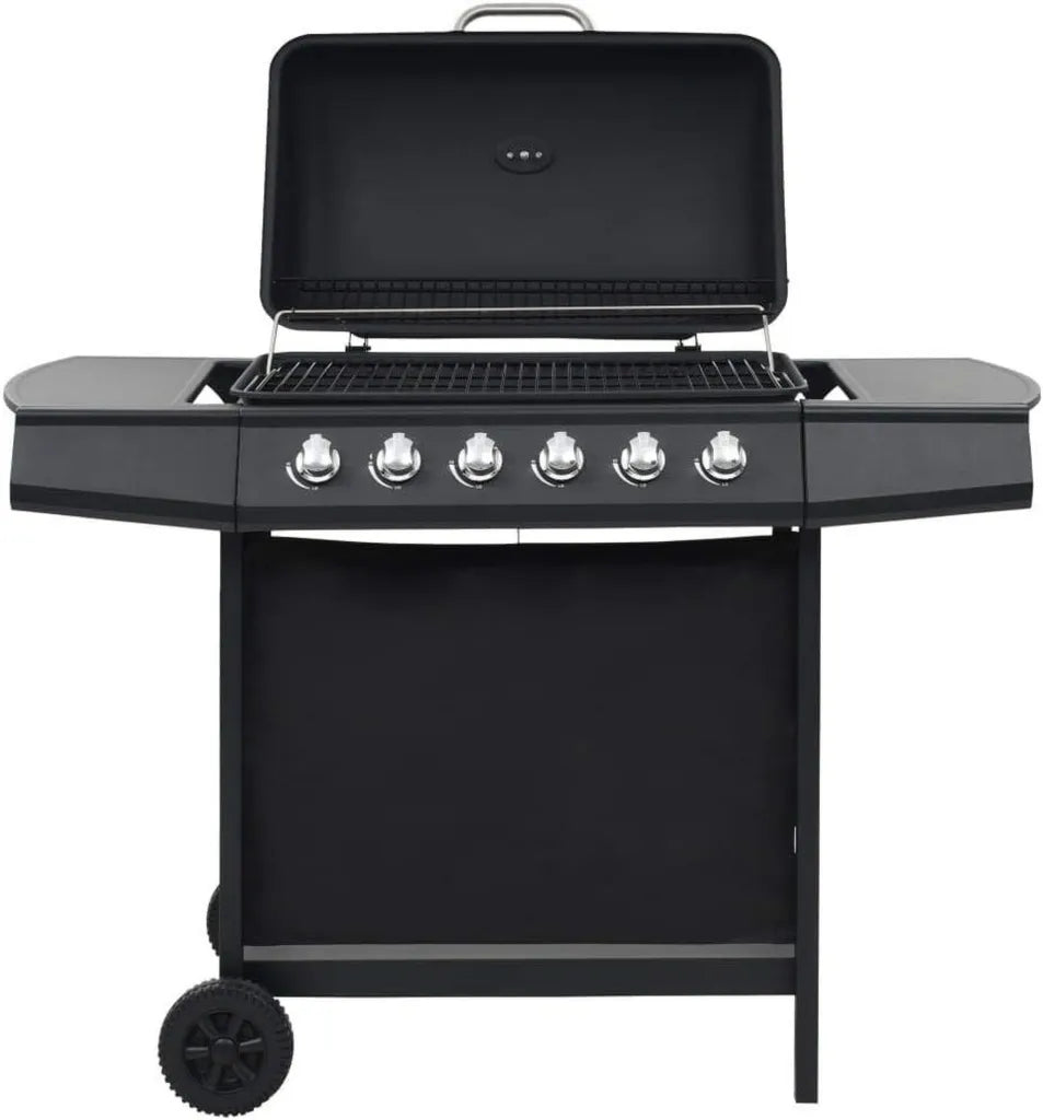 Sechsflammiger Gasgrill für Balkon aus Stahl, Schwarz