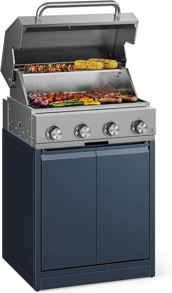Klarstein WaldChef 4-Brenner Gasgrill mit Edelstahl und Gusseisenrost, 12800 W