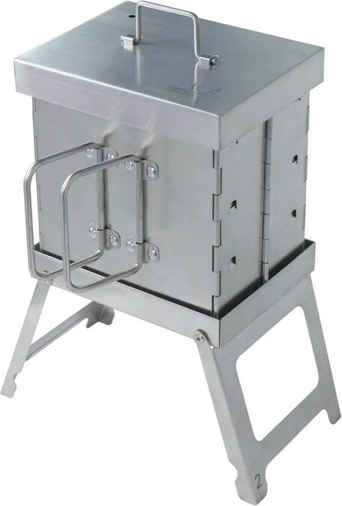 Kompakter Edelstahl-Räucherofen AISI304, 2-Ebenen BBQ Smoker für Camping & Outdoor