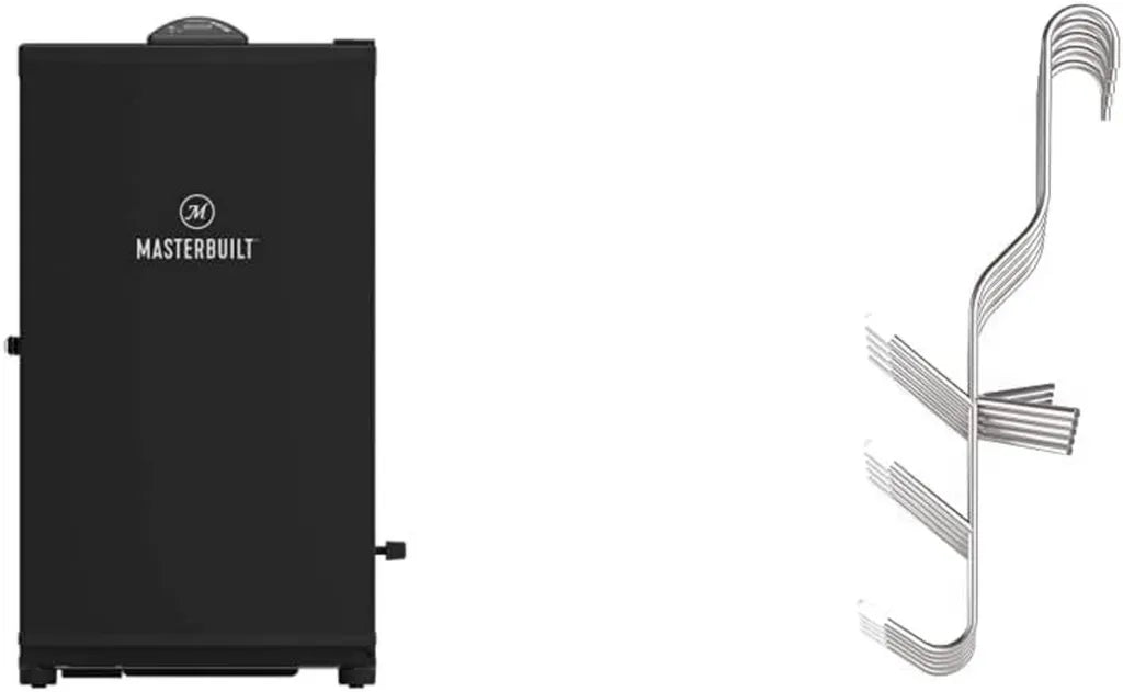 MasterBuilt Elektrischer Räucherofen 40-Zoll Schwarz & Browin Fischhaken Set, Edelstahl, Hitzebeständig, 5 Stück