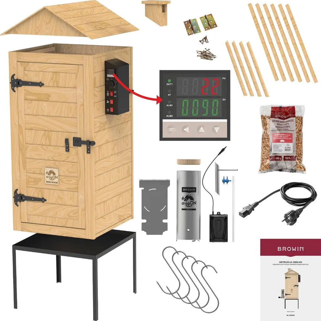 Elektrischer Räucherofen 200L aus Lärchenholz mit Rauchgenerator