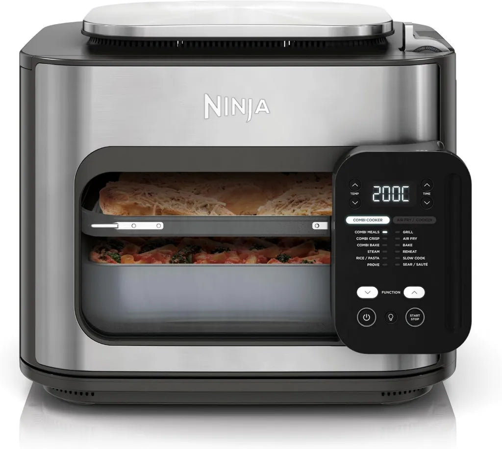 Ninja 12-in-1 Multikocher mit Heißluftfritteuse, Schnellkochen in 15 Min, inkl. Zubehör und Rezeptbuch, Grau
