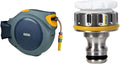HOZELOCK - Wandschlauchbox Auto Reel 40 M, Automatische Aufrollung & Anschlußstücke Hahnstück PRO für Außenbereich für Außenhähne