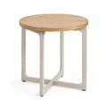 Beistelltisch rund MDF Eichenfurnier Stahlgestell Weiß Natur 50 x 50 x 55 cm