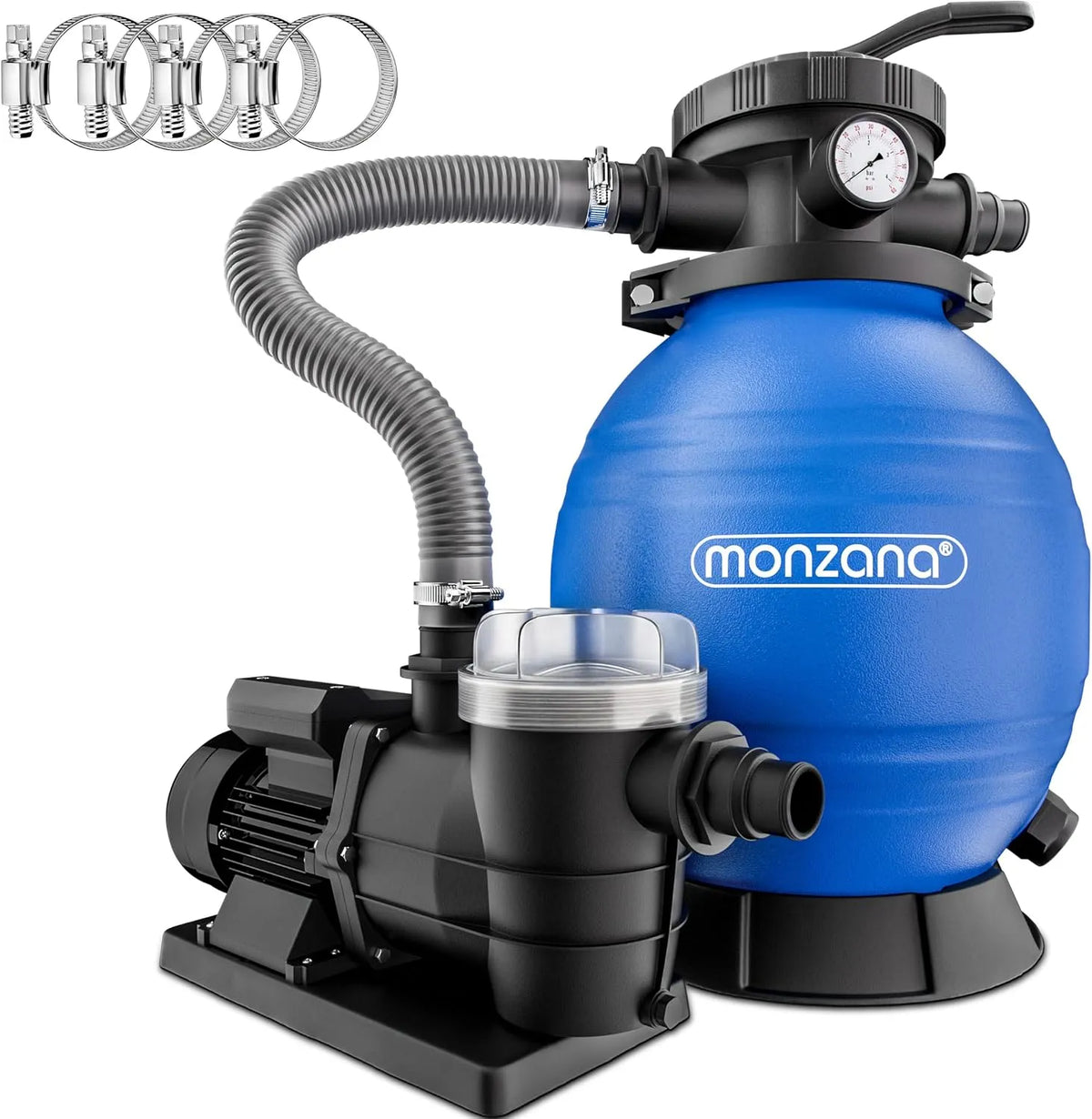 Sandfilteranlage SF96K Sandfilteranlage für Pools und Pool-Umwälzpumpe, 9600L/h, 30.000L, für Poolfiltration und Wasserumwälzung