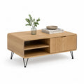 Couchtisch MDF Holzwerkstoff mit Stauraum Rillenfront rechteckig Eiche Schwarz 120 x 60 x 45 cm