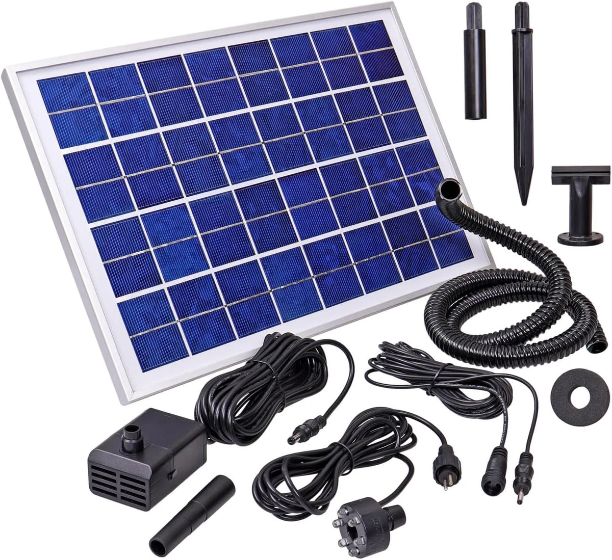 NASP4-S Solar-Teichpumpe und Springbrunnenpumpe, 500 l/h, mit Akku, 12V, für Gartenteich und Wasserspiel
