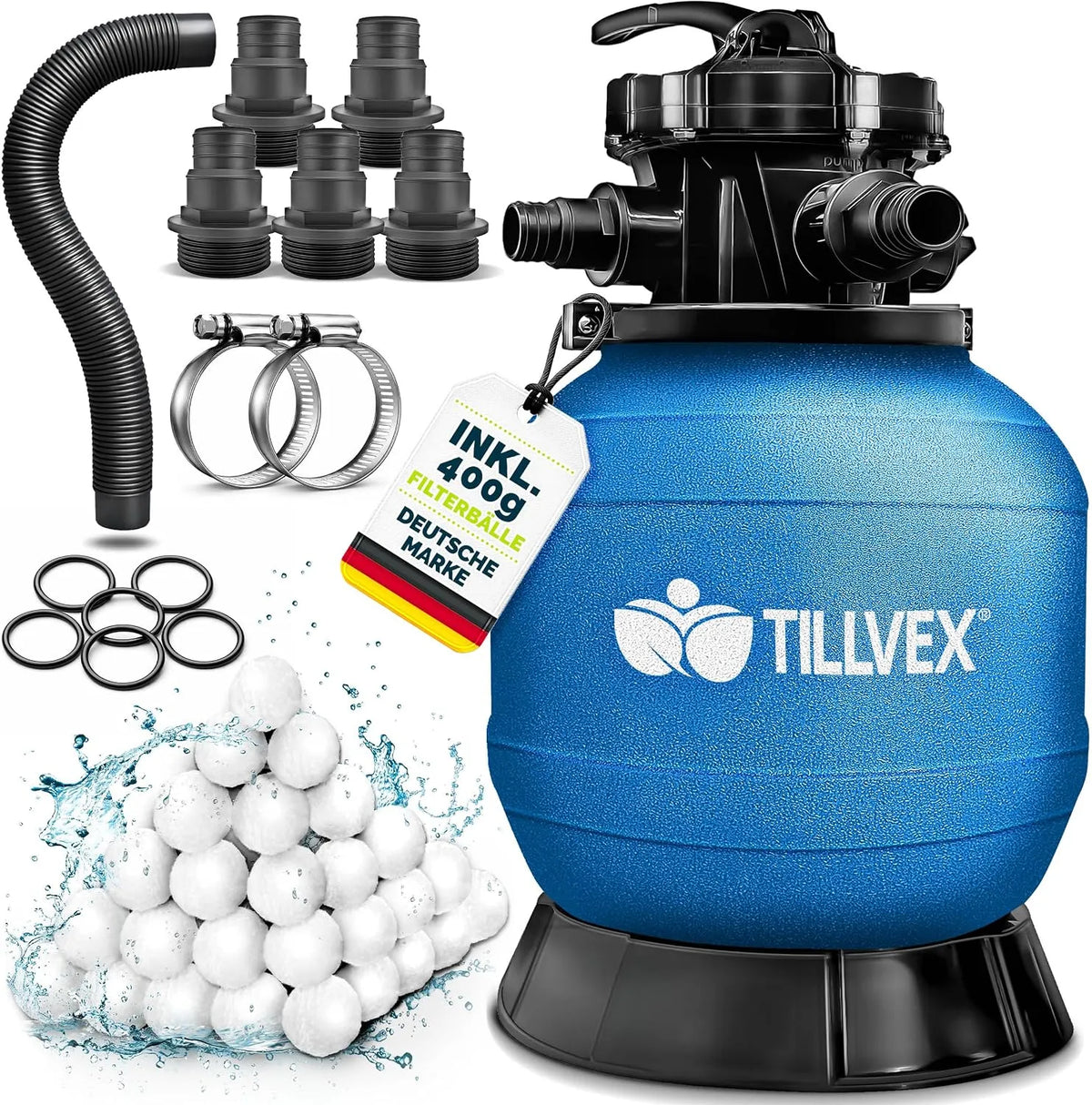 tillvex Sandfilter Pool ohne Pumpe + Filterbälle