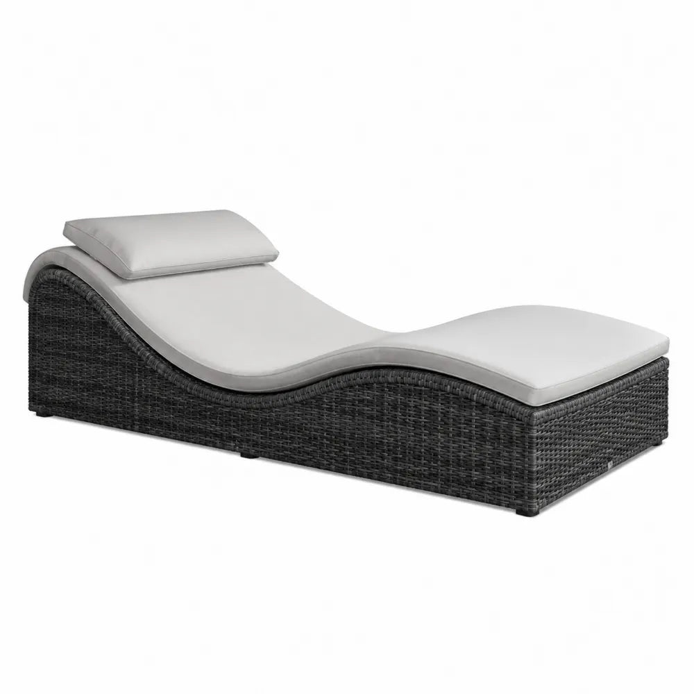 Gartenliege 200 x 70 x 65 cm PE Geflecht Aluminiumrahmen Polyesterauflage Grau