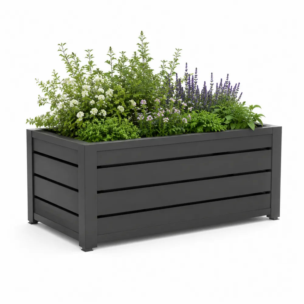 Hochbeet Metall Pflanzkasten rechteckig Anthrazit 120 x 60 x 60 cm