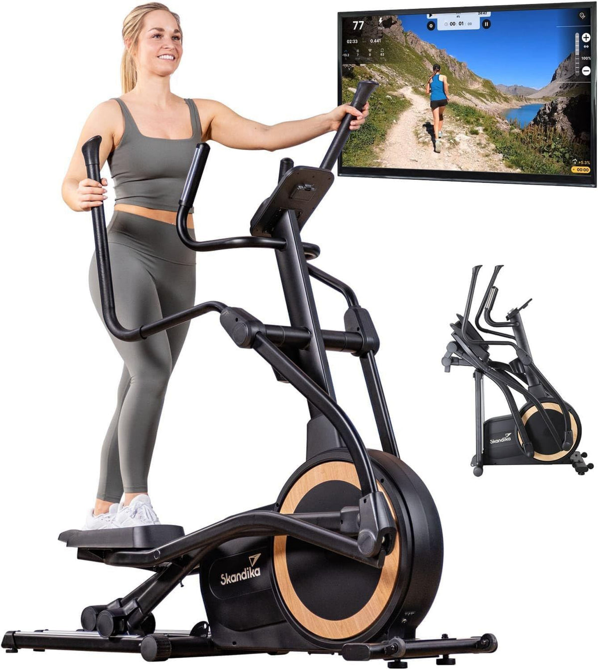 Skandika P25-G Crosstrainer - kompakte Bauweise, klappbar, leiser Betrieb, für zuhause, 150Kg, 32 Stufen
