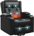 Massagesessel: mit USB-Anschluss, mit Kunstlederbezug, mit Liegefunktion, verstellbar, schwarz, WOLTU