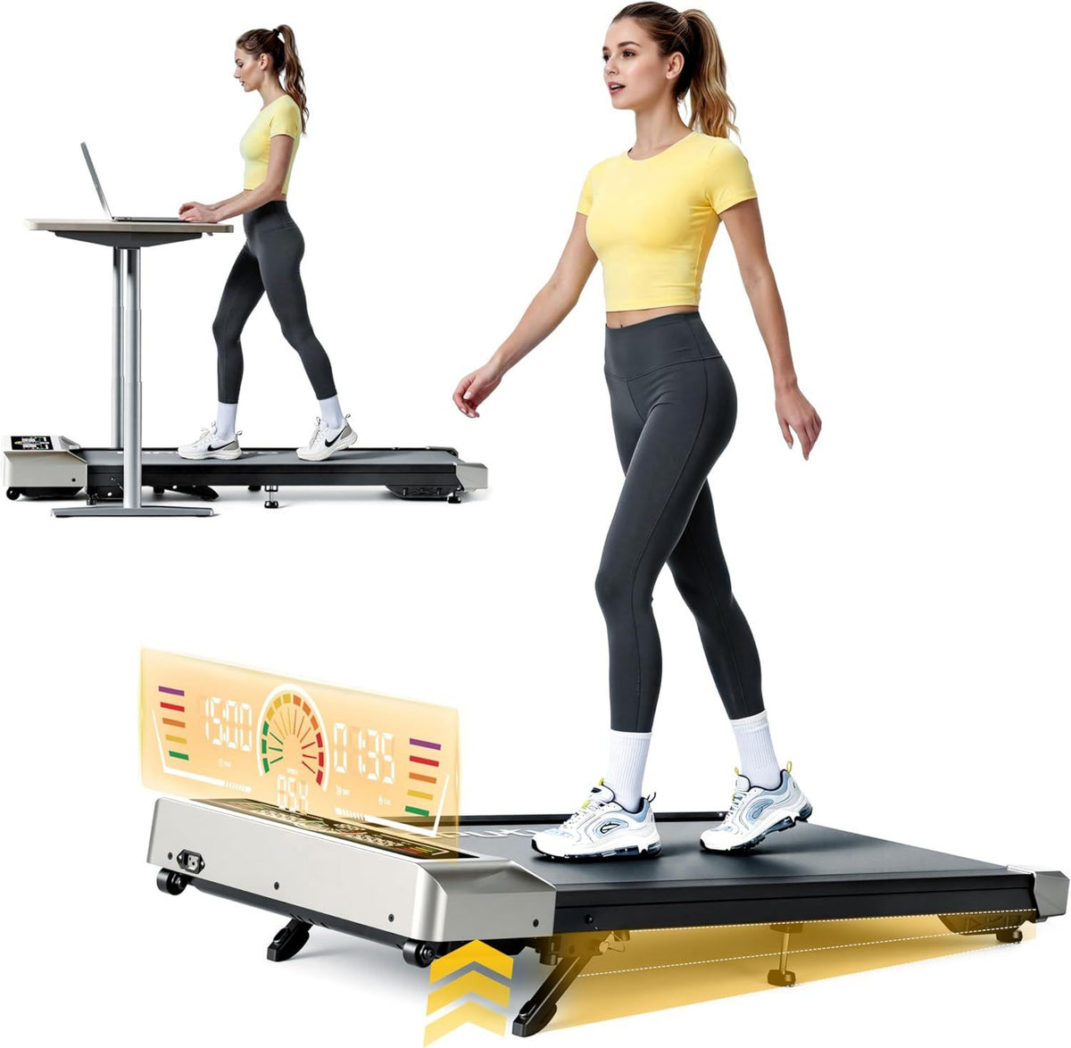 Walking Pad - für den Einsatz unter dem Schreibtisch, einstellbare Steigung, mit Fernbedienung, leiser Betrieb, 10km/h, 3.0HP
