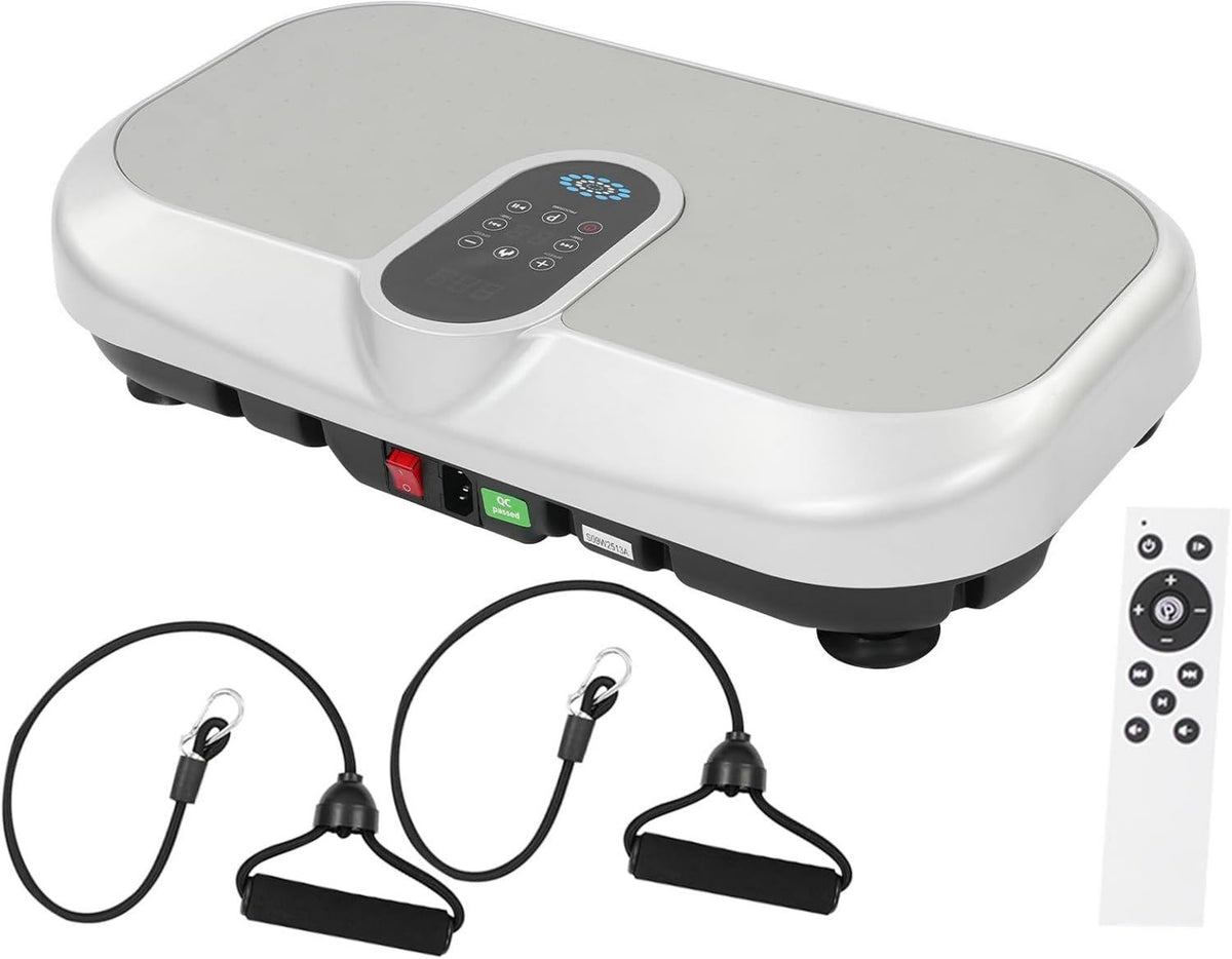 Vibrationsplatte – mit Widerstandsbändern, 3D-/4D-Technologie, mit Fernbedienung, Bluetooth-Konnektivität, 120 Stufen, 9 Modi