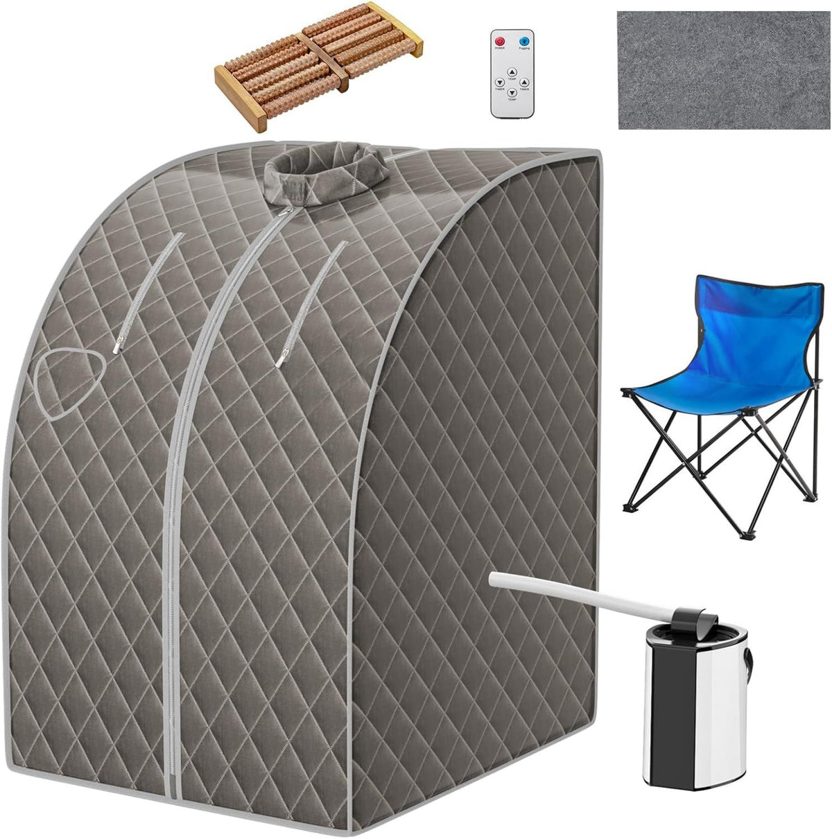 Tragbare Dampfsauna - mit Dampfgenerator, mit Fernbedienung, mit Timer, 3 L, grau, HOMASIS