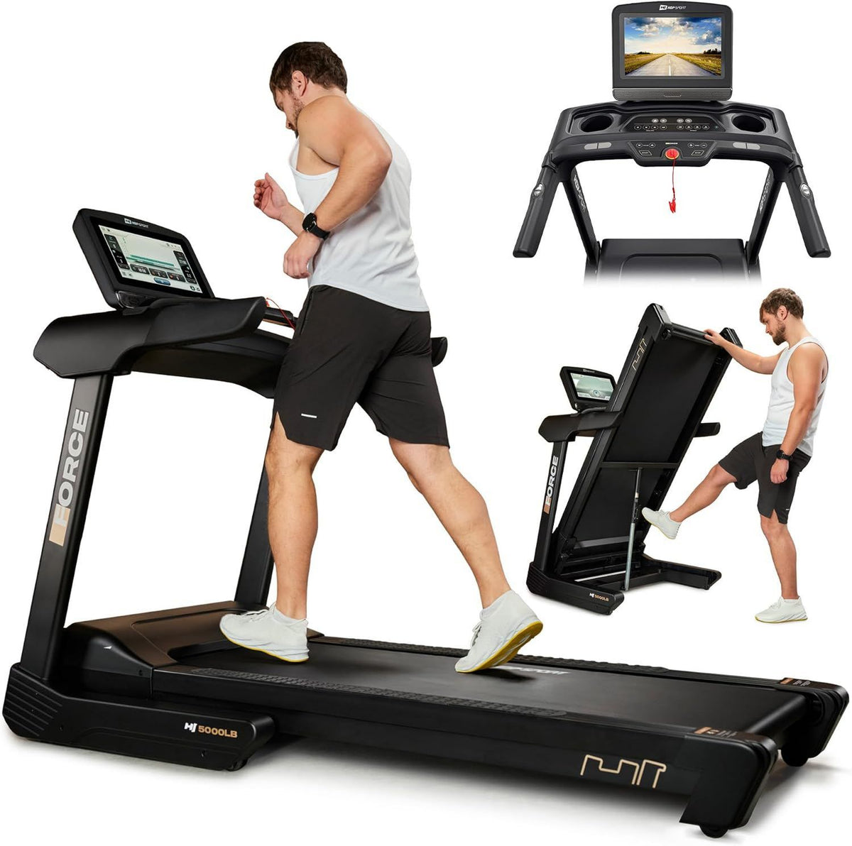 Laufband - HS-5000LB, klappbar, Bluetooth-Konnektivität, für zuhause, 160 kg, 5 PS, 22 km/h