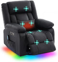 Massagesessel - drehbar, mit USB-Anschluss, RGB-Beleuchtung, mit Schaukelfunktion, schwarz