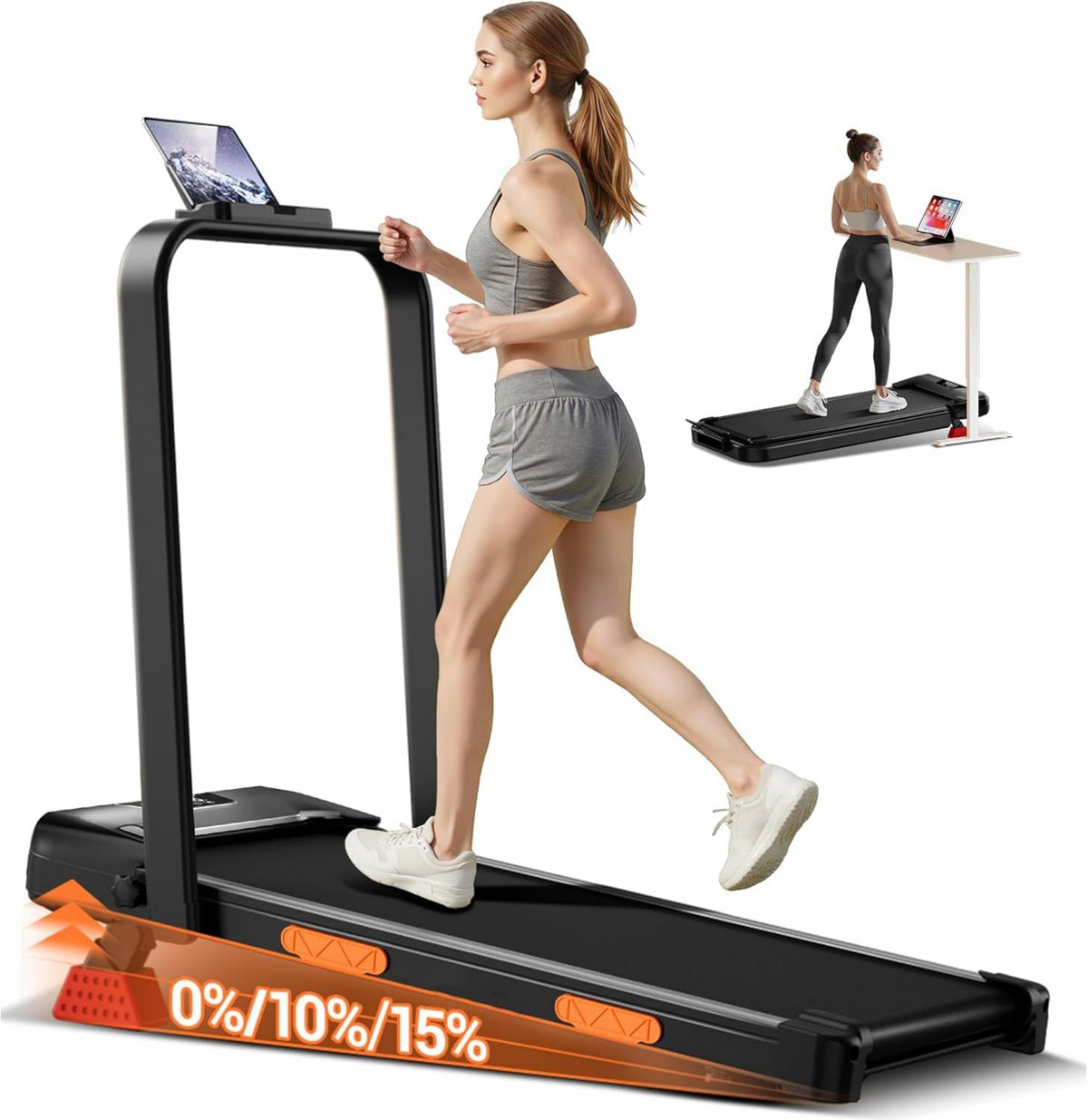 Walking Pad: einstellbare Steigung, klappbar, leiser Betrieb, für zuhause, 136 kg