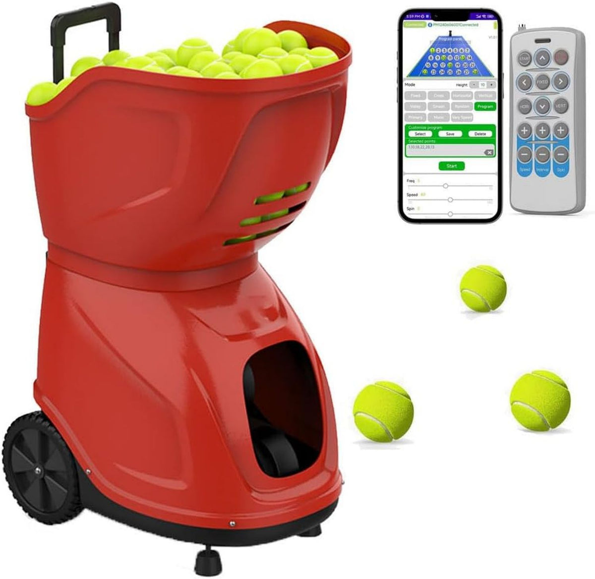 PRO Tennisballmaschine – App-Steuerung, 140 km/h, PT-9001