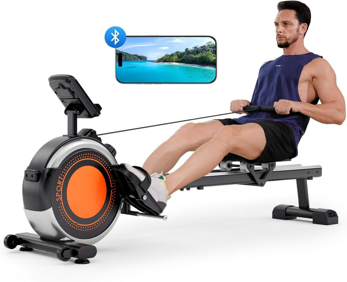 Rudergerät – magnetischer Widerstand, Bluetooth-Konnektivität, leiser Betrieb, für zuhause, 160 KG